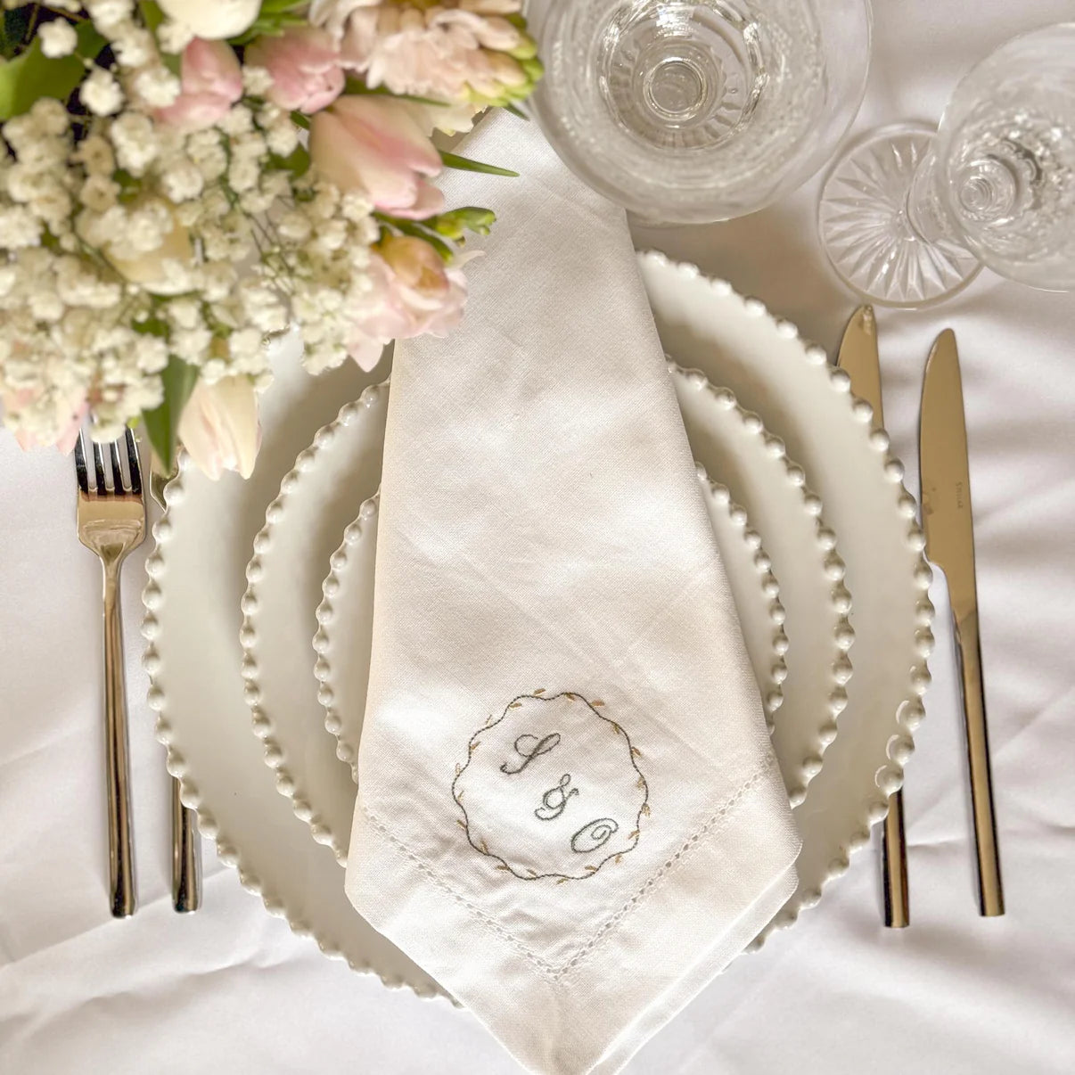 Bespoke circular border napkins