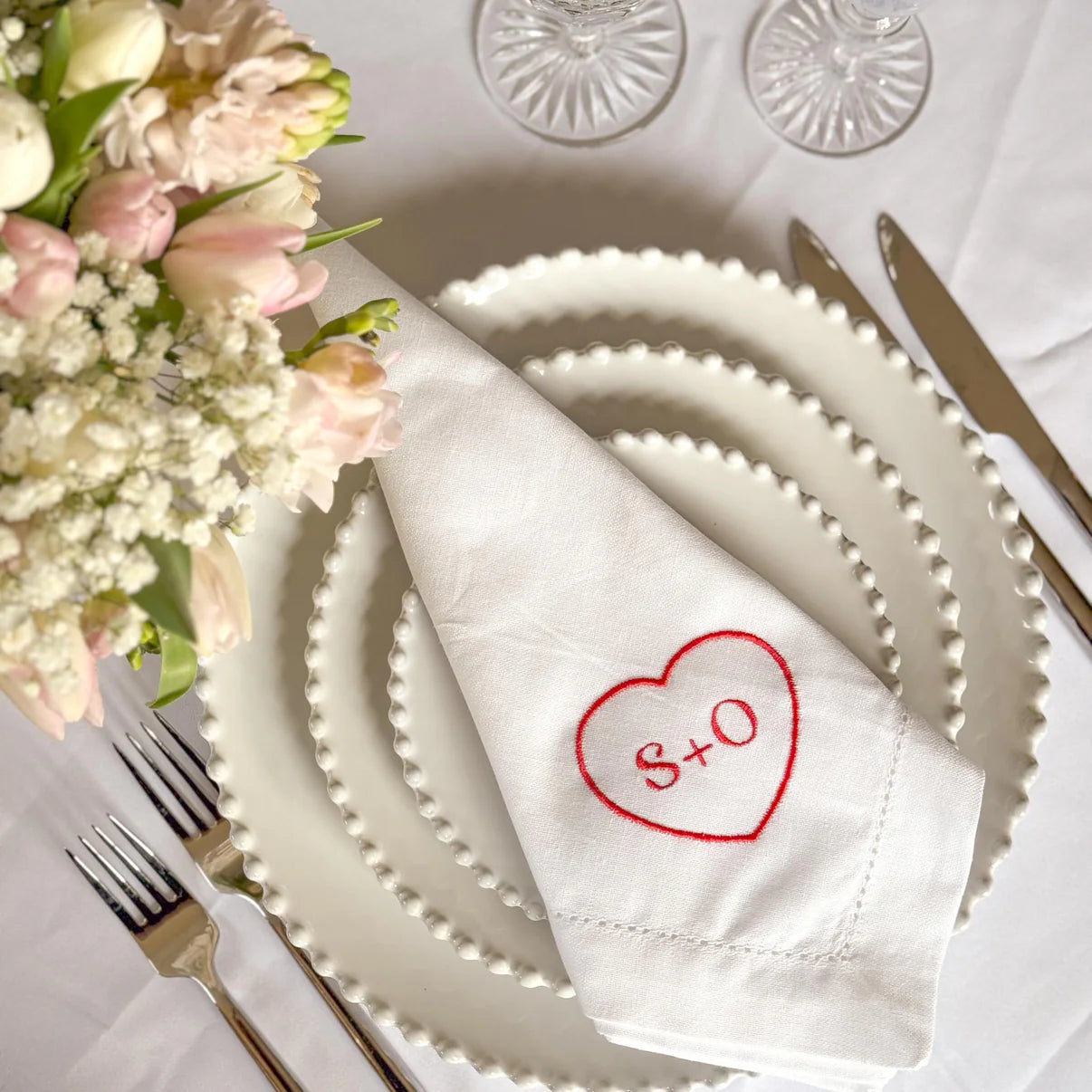 Bespoke heart napkins